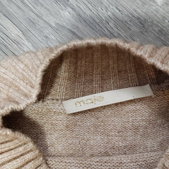 Maje * Wool Blend Beige Rust Stripe Dress * Sz S - Picture 5 of 11